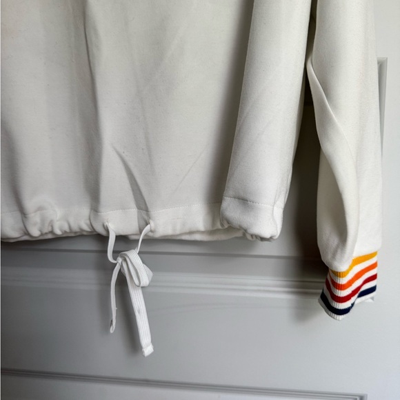 White Sweatshirt with Multicolor Collar - Picture 3 of 4